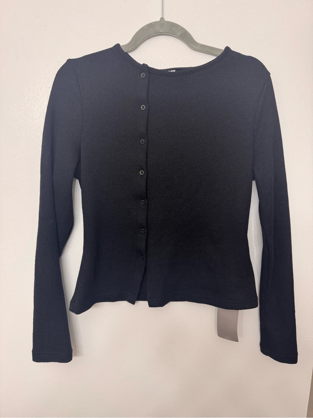 <Missguided> Black Long Sleeve Button Front Top